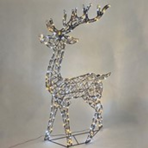 Rattan Standing Stag Brown warm wht-wht LED Flashing mains powered weatherproof