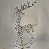 Rattan Standing Stag Brown warm wht-wht LED Flashing mains powered weatherproof
