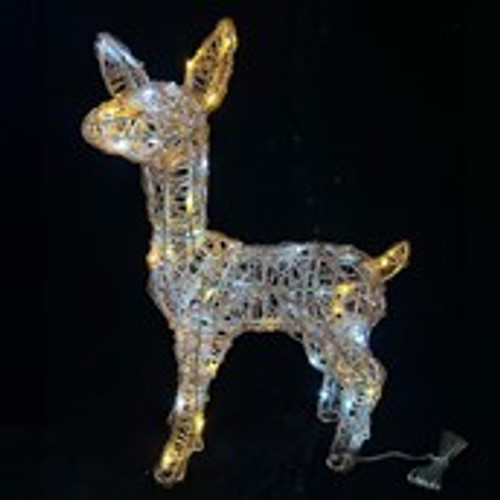 Fawn Standing Gold Warm wht-wht flashing LED H60cm mains powered weatherproof 