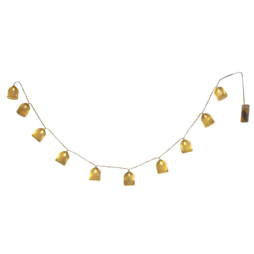 10 warm white Gold Metal Bell lights 5x6cm mains powered 