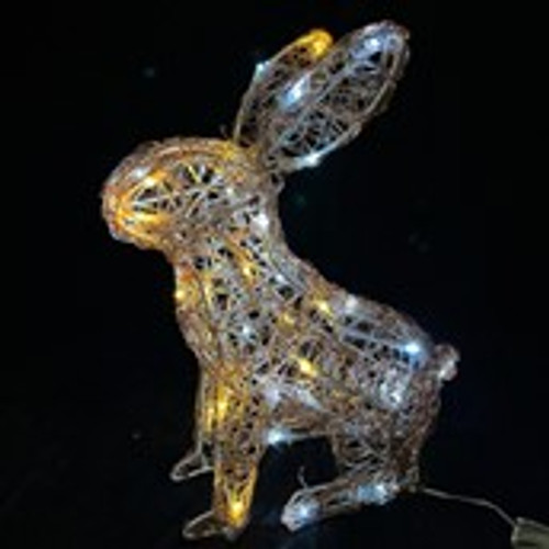 Rabbit Gold Warm wht-wht flashing LED H40cm mains powered weatherproof