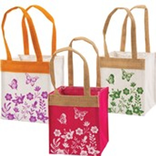 Butterfly Garden Jute Bags - 14x16cm - Pack of 12 Assorted
