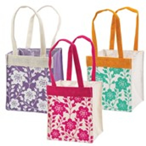 Bold Blooms Jute Bags - 14x15cm - Pack of 12 Assorted
