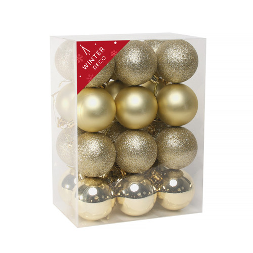 Champagne 6cm Shatterproof Baubles x 24