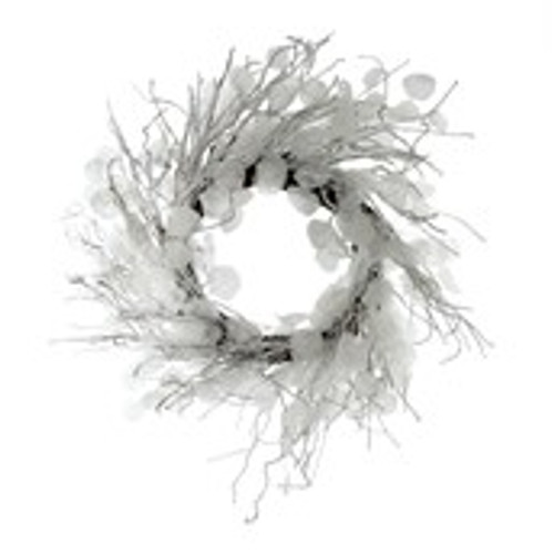 Wreath white and silver 70x70x10cm