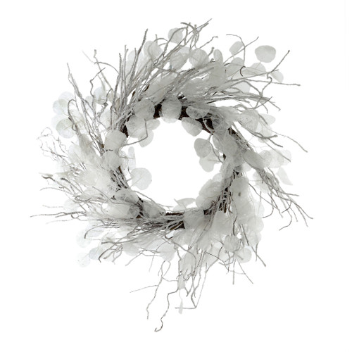 Wreath white and silver 70x70x10cm