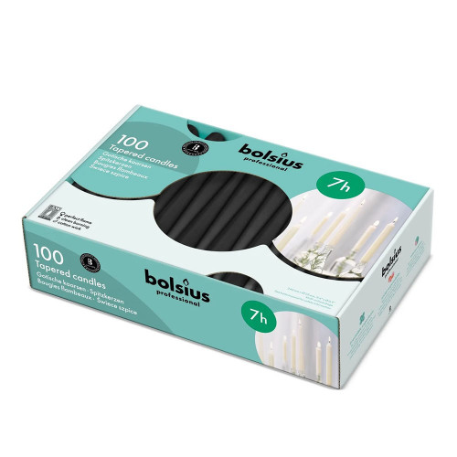 Bolsius Professional Tapered Candle 240/23 - Black - Box of 100