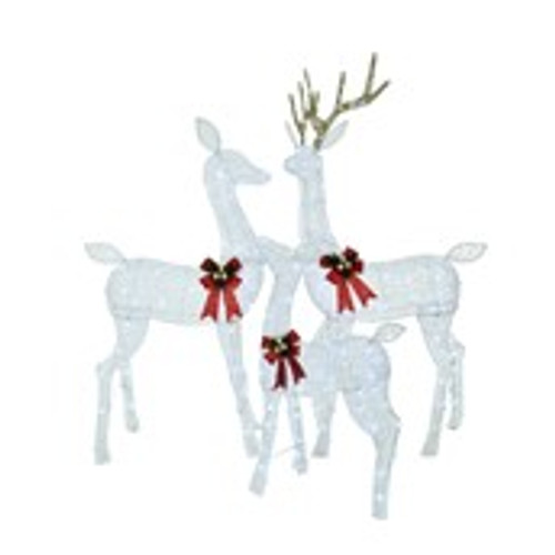 Set of 3 Light up Reindeers White H150cm,120cm,87cm
