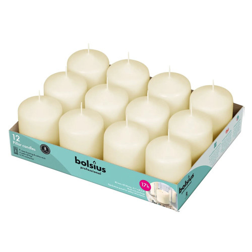 Bolsius Professional Pillar Candle - Ivory  - 78/58mm  - Tray of 12