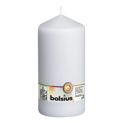 Bolsius Pillar Candle White , single in cello (200 mm x 98mm)