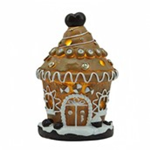 Cupcake gingerbread house warm white LED 8.5x8.5x12.5cm