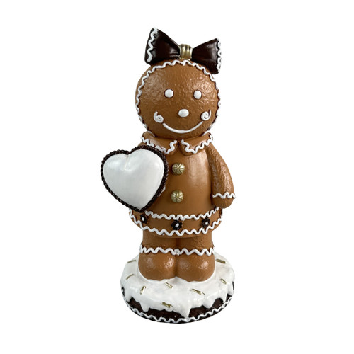 Gingerbread lady with large bow and heart 8.7x8.4x18.6cm