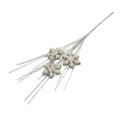 Snowflake white Small Stem with Glitter strands L45cm