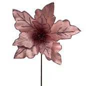 Poinsettia Stem Pink with Glitter edge 31cm