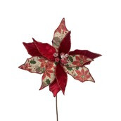 Poinsettia Stem Red printed 52cm