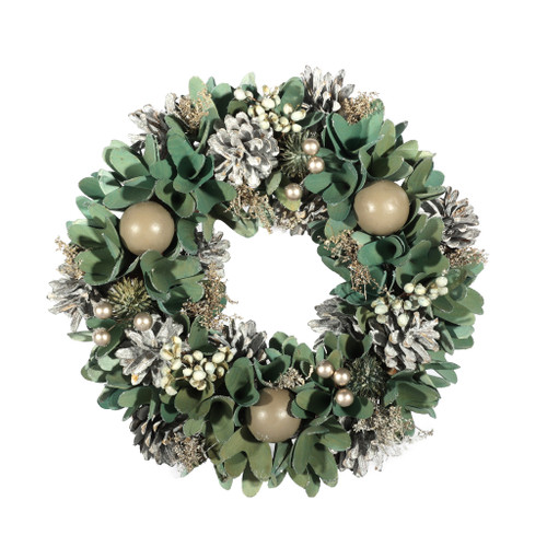 Wreath with White cones and Pearls 30*30*8CM