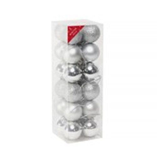 Silver Shatterproof Baubles (3cm) (24 pieces) Silver Shatterproof Baubles (3cm) (24 pieces)
