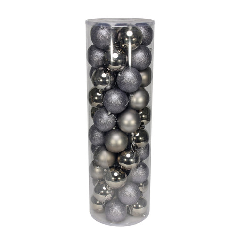 Pewter 10cm Plastic Ball in tube (matt,shiny,glitter) x 48