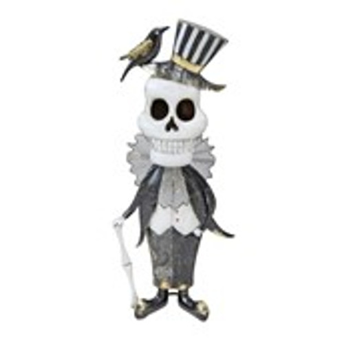 Halloween Metal Skeleton with Crow - 56cm