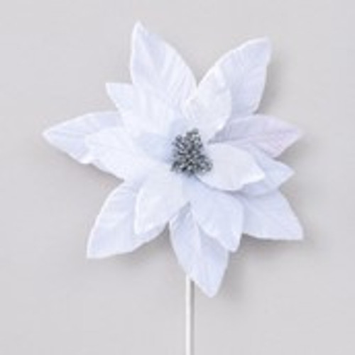 56cm Velvet Poinsettia White