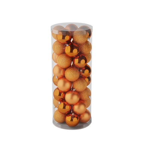 Orange 8cm Plastic Ball in box (matt,shiny,glitter) x 48
