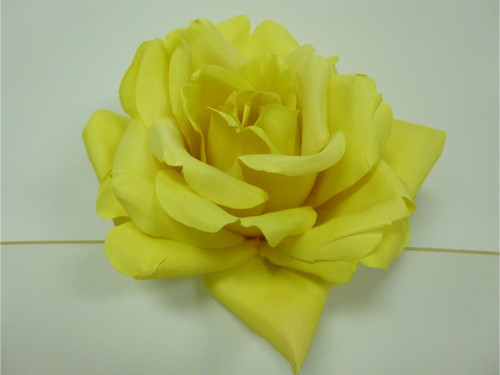 19cm Satin Giant Rose Head Yellow
