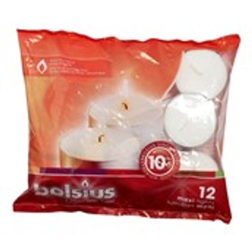 Bolsius Maxi light 10hr bag 12 - White Bolsius Maxi light 10hr bag 12 - White