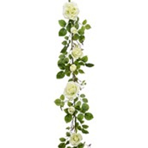 6ft Plush Rose Garland Cream