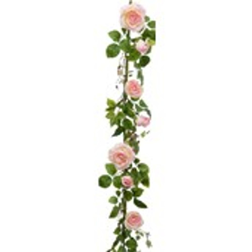 6ft Plush Rose Garland Pink