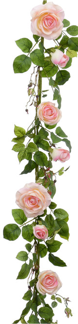 6ft Plush Rose Garland Pink