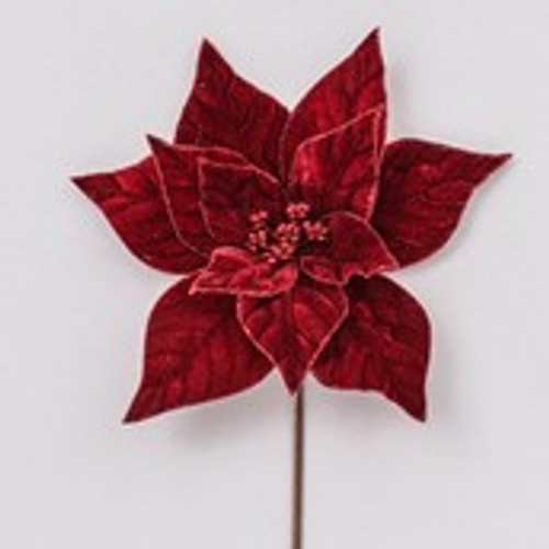 60cm Velvet Poinsettia Burgundy