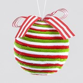 12cm Fabric Ball w/Ribbon Green