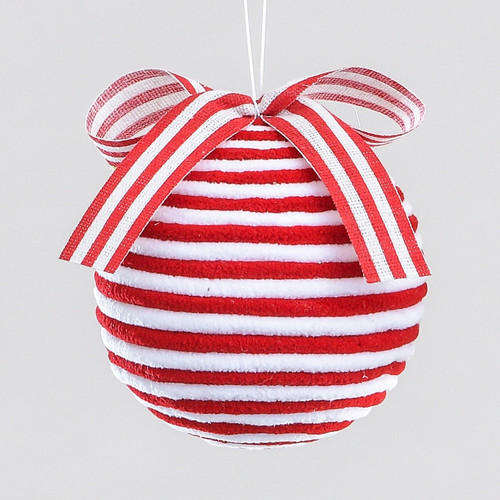 12cm Fabric Ball w/Ribbon Red