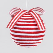 12cm Fabric Ball w/Ribbon Red