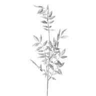 Silver Glitter Leaf Spray 70Cm