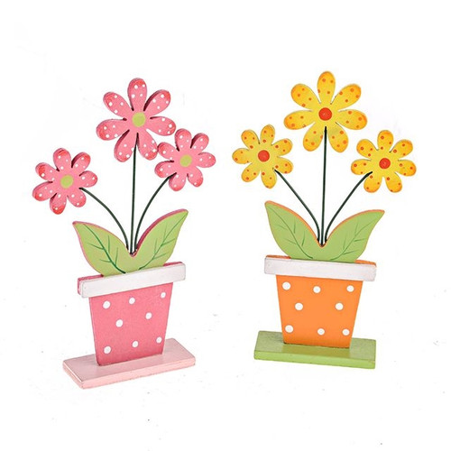 Wooden Daisies Standing 2 Ast