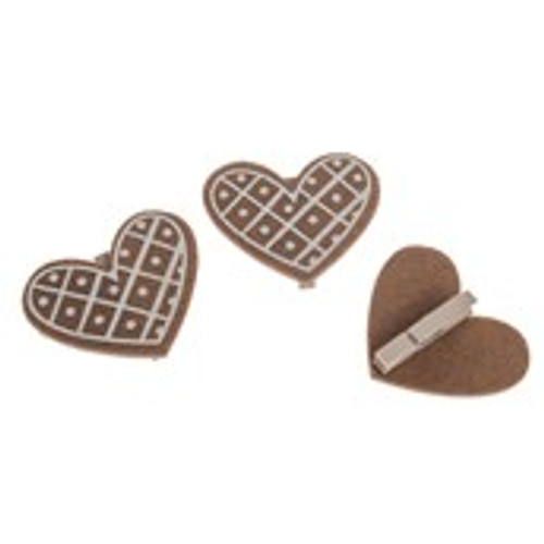 Set of 3 Felt Heart clips