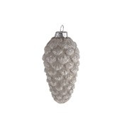 Glass Pinecone Silver 9.5x5Cm