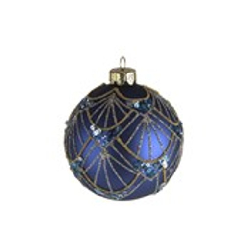 Glass Bauble Peacock Blue 8Cm Glass Bauble Peacock Blue 8Cm