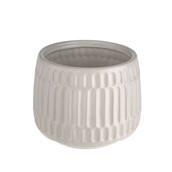 Ribbed Off White Pot 12.5cm