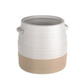 White & Sandy Colour Block Ceramic Pot 14cm