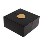Flower Box Heart Opening 22cm Black and Gold