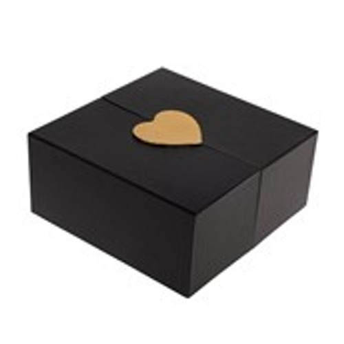 Flower Box Heart Opening 22cm Black and Gold