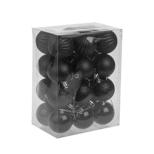 Black Shatterproof Baubles (6cm) (24 pieces)