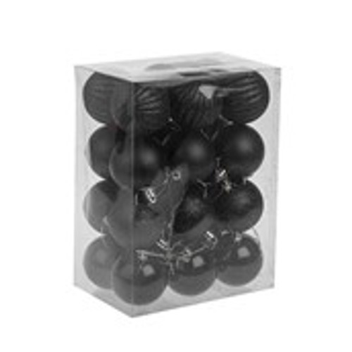 Black Shatterproof Baubles (6cm) (24 pieces)