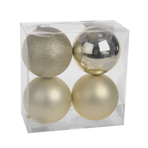 Champagne Shatterproof Baubles (12cm) (4 pieces)