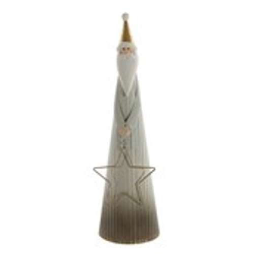 Metal Santa With Star Gold 37Cm
