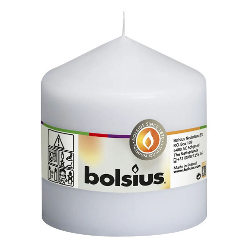 Bolsius Pillar Candle White , single in cello (100mm x 98mm)