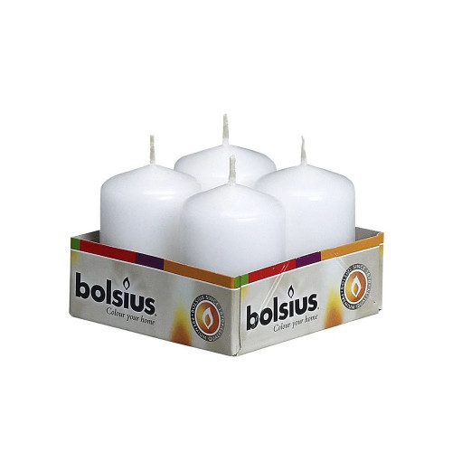 Bolsius Pillar candles White, tray  4, 60/40 mm