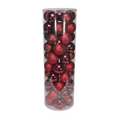 Burgundy 10cm Plastic Ball in tube (matt,shiny,glitter) x 48